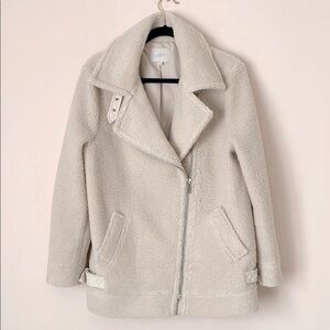 LOFT Women's Cream Sherpa Moto Jacket medium
